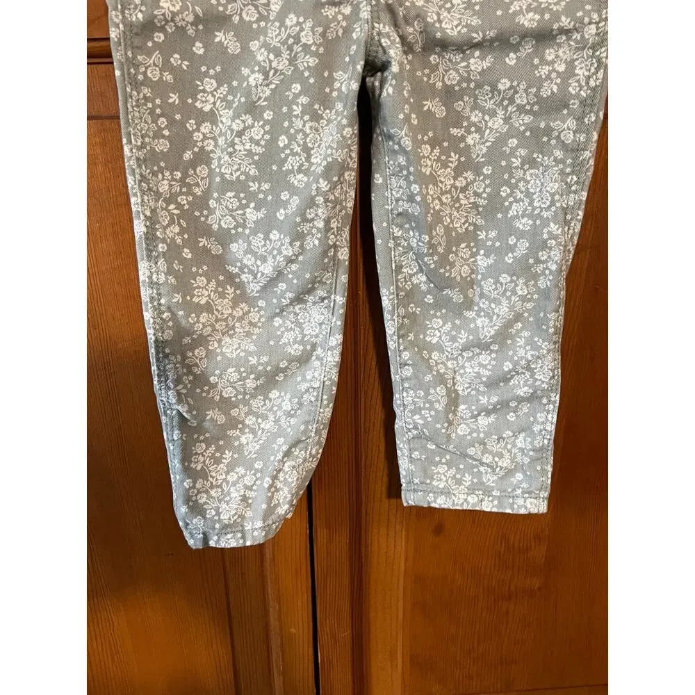 OshKosh B'gosh Girls Floral Overalls Sage Green White 2T Cotton Ditsy Flower